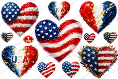 USA Flag Heart Brushstroke PNG, 4th Of July Heart PNG Product Image 2