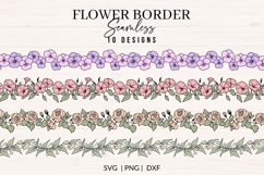 Seamless Flower Border SVG, PNG, DXF - 10 Designs Product Image 1