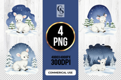 Winter Deer Scene Clipart Sublimation PNG Product Image 1