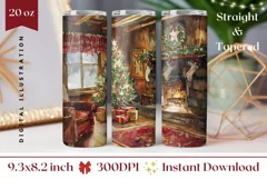 Christmas Tree Tumbler, Watercolor Christmas Tumbler Wrap Product Image 1