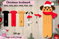 Christmas bookmark dog wearing a santa hat Template svg Product Image 2