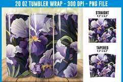 Purple Iris Flower Tumbler Wrap | Flower Tumbler Sublimation Product Image 1