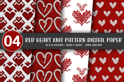 Red Heart Knit Pattern Digital Paper Product Image 1