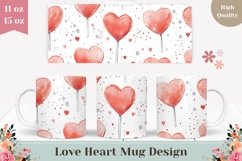 Lollipop Mug Wrap Design, Red Love Hearts Mug Template Product Image 1