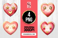 Cute Star Eyes Heart Illustration Clipart Sublimation PNG Product Image 1