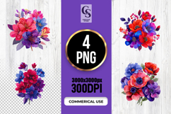 Vibrant Watercolor Flower Bouquets Clipart Sublimation PNG Product Image 1