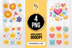 Cute Sun Star And Heart Clipart Sublimation PNG Product Image 1