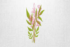Pink and Green Floral Stem Embroidery Design Product Image 1