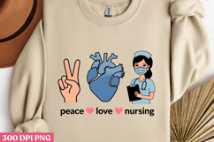 Peace Love Nursing PNG, Nurse Sublimation PNG Product Image 2