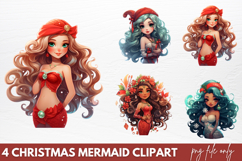 Christmas Mermaid Clipart PNG Product Image 1