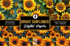 Bright Sunflower Digital Paper Product Image 1