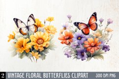 Vintage Floral Butterflies Clipart, butterflies Clipart Product Image 2