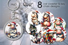 Christmas cow | funny Car coaster &amp; key chain sublimation Product Image 1