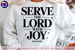 Serve the Lord with Joy Psalm 100:2 Christian PNG Product Image 4