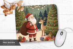 Santa and Reindeer with Bright Ornaments Mouse Pad PNG Product Image 1