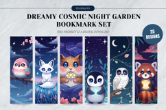 Dreamy Cosmic Kawaii Night Garden Bookmark Set Product Image 1