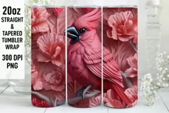 3D Cardinal Bird Tumbler Sublimation Wrap | 3D Tumbler Wrap Product Image 1