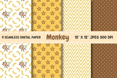 Monkey Digital Paper, Monkey Seamless Pattern. Product Image 1