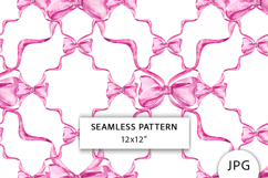 Pink Ribbon Bow Seamless Pattern, Digital Paper Product Image 1