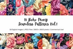 Boho Peony Seamless Patterns - 300DPI Product Image 1