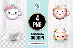 Cute Smiling Coffee Cup Illustration Clipart Sublimation PNG Product Image 1