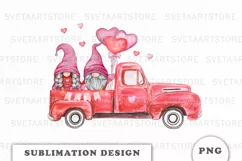 Valentines Gnomes Truck Clipart PNG Product Image 1
