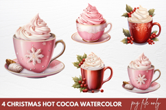 Christmas Hot Cocoa Watercolor Clipart PNG Product Image 1