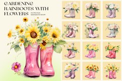 Gardening Rainboots with Flowers Clipart Product Image 1