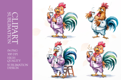 Grumpy Rooster watercolor clipart sublimation Product Image 1