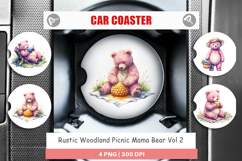 Woodland Picnic Mama Bear Car Coaster Product Image 1