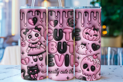 3D Inflated Cute But Evil Tumbler Wrap PNG Product Image 1