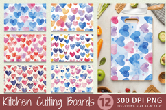 Watercolor Loving Hearts Cutting Boards sublimation Designs Product Image 1