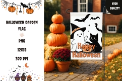 Ghost Garden Flag Template, Doodle Halloween Garden Flag Product Image 1