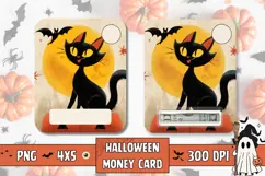 Vintage Halloween Cat Money Card, Halloween Gift Card Design Product Image 1