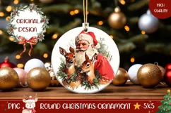 Vintage Santa Claus Ornament, Winter Round Ornament Product Image 1