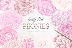 Pink Peonies Clipart, Peony Clipart Set Product Image 1