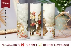 Vintage Christmas Tumbler Wrap, Winter Forest Tumbler PNG Product Image 1