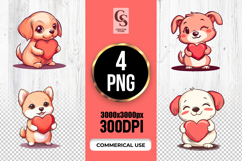 Cute Kawaii Puppy Heart Clipart Sublimation PNG Product Image 1
