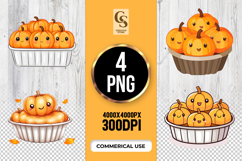Cute Pumpkin Basket Clipart Sublimation PNG Product Image 1