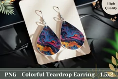 Fluid Paint Teardrop Earrings PNG, Fluid Art Earrings Design Product Image 1