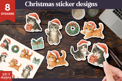 Cute Christmas stickers Christmas Kittens Sticker printable Product Image 1