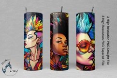 Punk Girl Stained Glass Skinny Tumbler Wrap Sublimation Product Image 1