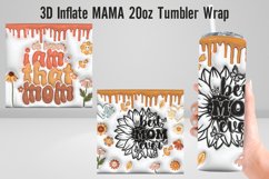 3D Best Mom Ever inflated 20 oz Tumbler Wrap Sublimation. Product Image 1
