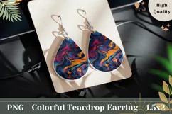 Glitter Teardrop Earrings PNG, Fluid Art Earrings Template Product Image 1