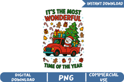 Christmas Red Truck with Snowman Sublimation, Christmas Png Product Image 1