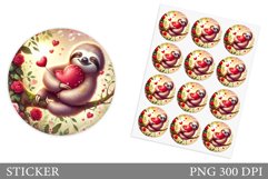 Cute Sloth Sticker Design. Valentines Sloth Sticker Product Image 1