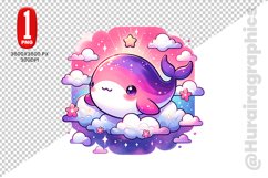 Cute Whale Clipart - PNG File Product Image 1