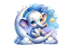 Cute Elephant Clipart - PNG File Product Image 1