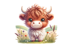 Cute Highland Cow Clipart - PNG File Product Image 1