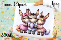 Spring animal clipart|Cute donkey easter animals clipart Product Image 1